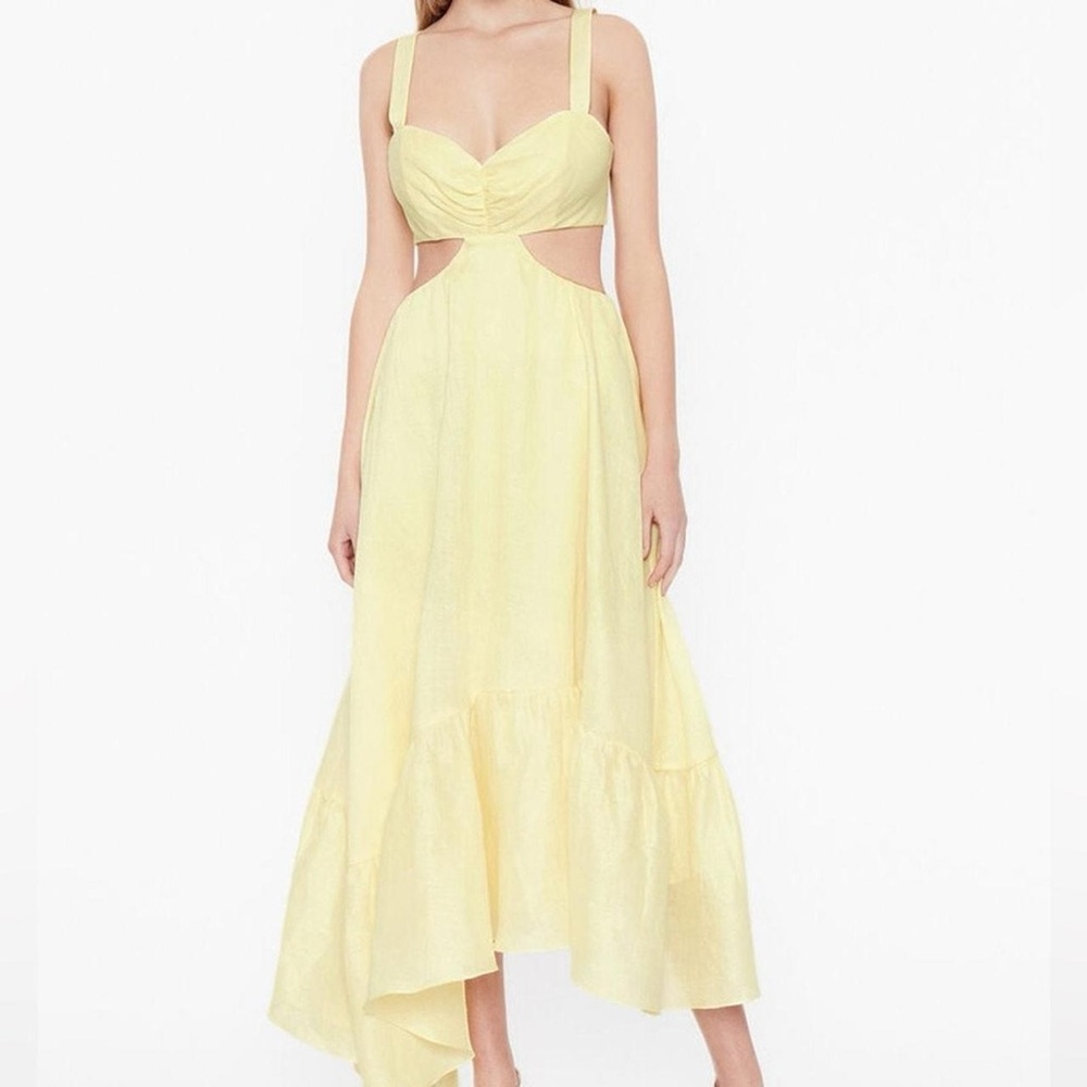 Bardot Revolve Yellow Cutout Mirabella Midi Dress, size 8 NWOT